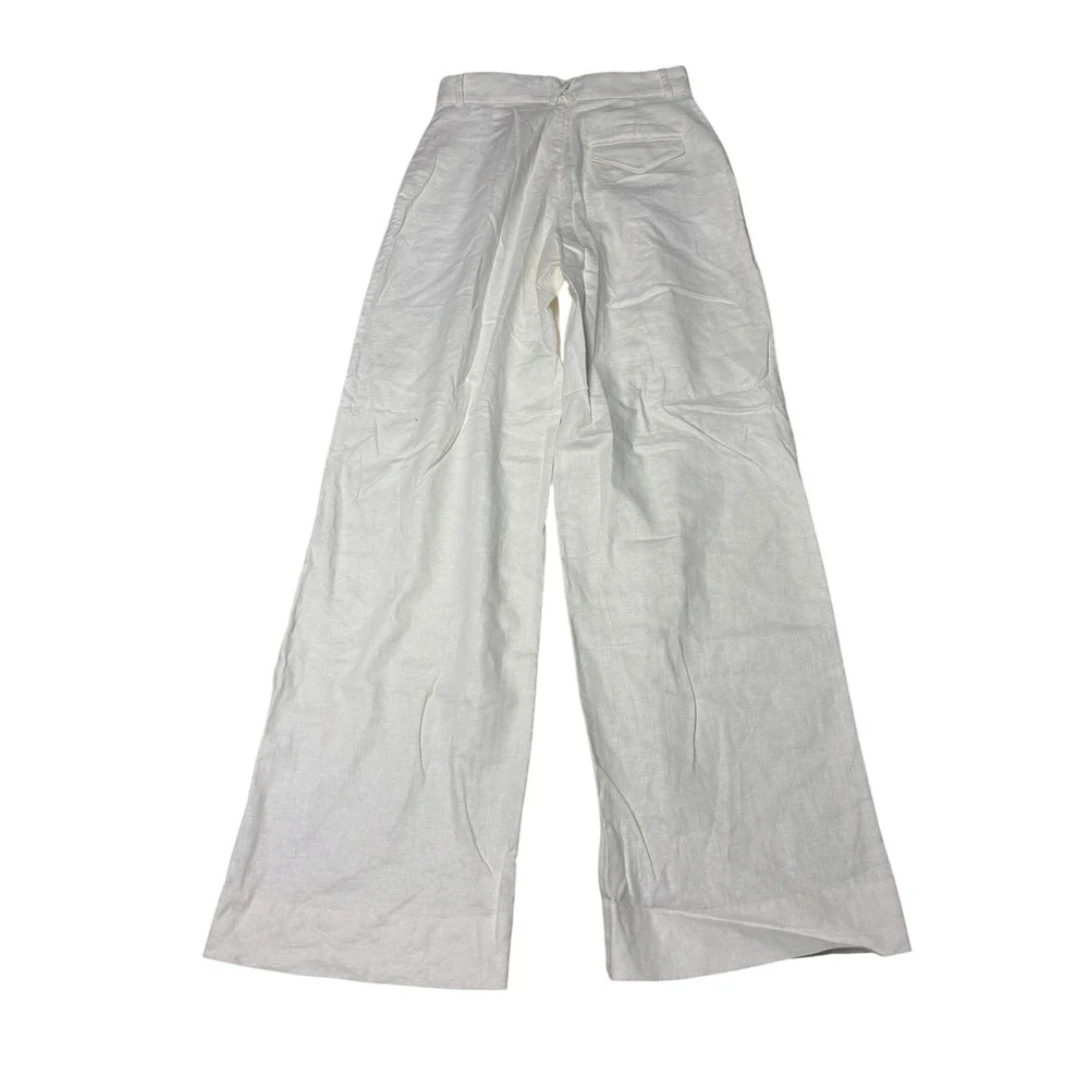 Banana‎ Republic White Linen Blend Wide Leg High Rise Pants Womens 0 W26 L30